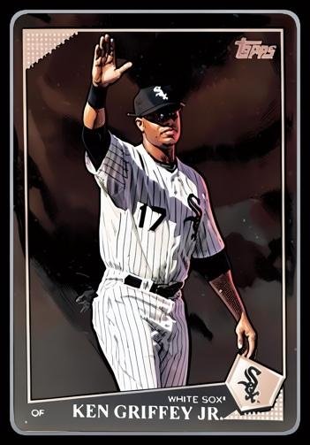 Topps card: Ken Griffey Jr. waving in White Sox pinstripes