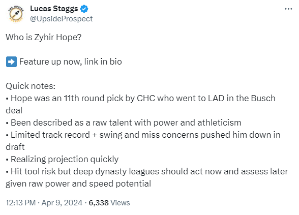 Tweet: Who is Zyhir Hope? Quick notes