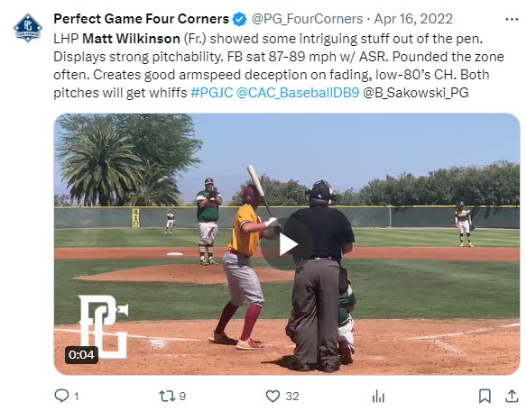 Perfect Game Four Corners tweet, Apr 2022
