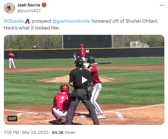 Josh Norris tweet, Conticello homer off Ohtani